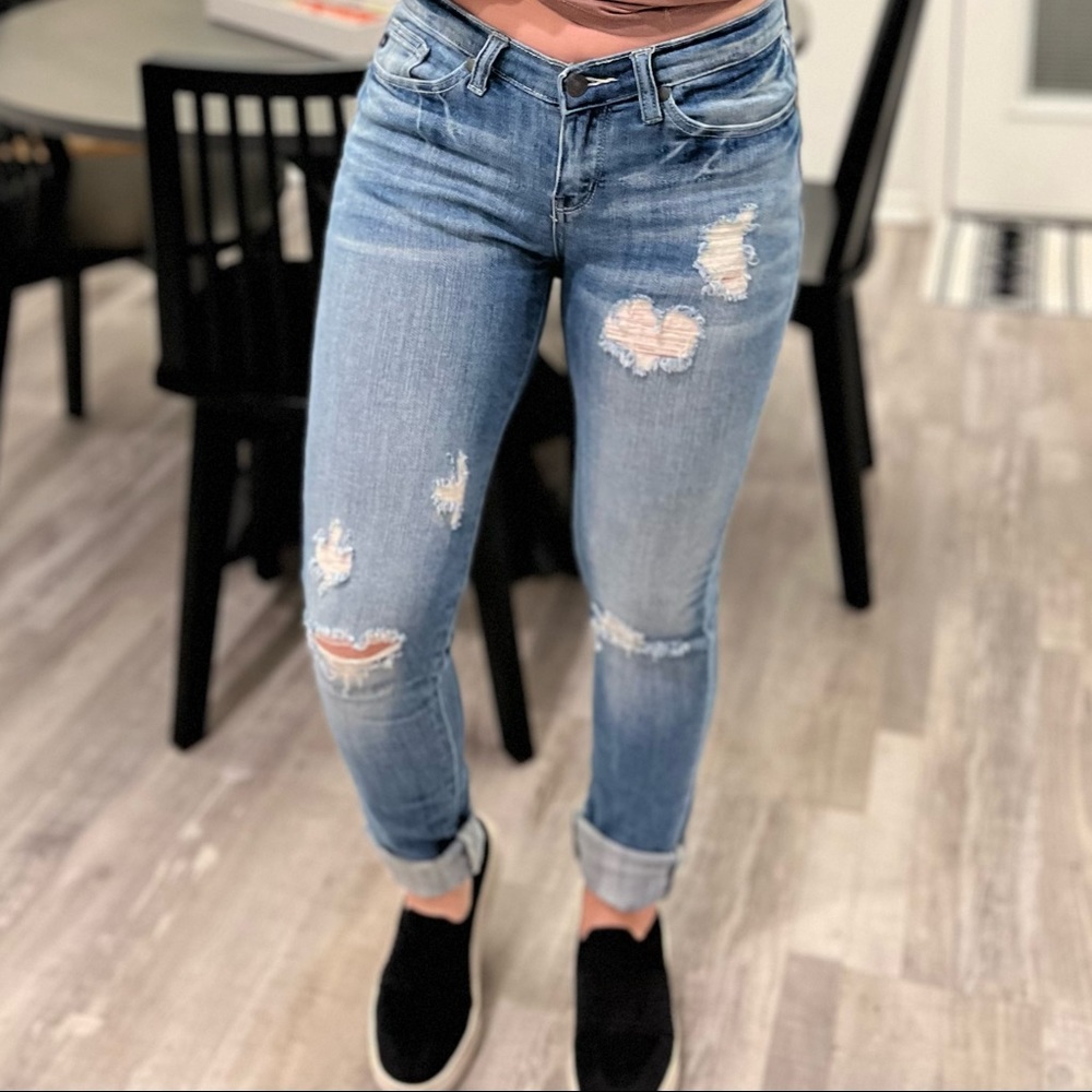 Judy Blue Distressed Low Rise Jeans